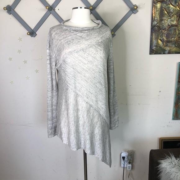 INHABIT asymmetrical grey linen lightweight sweater - Picture 3 of 13